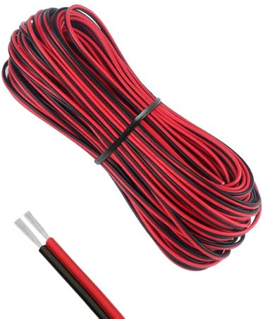 RYAN 20 Metros Cable 12v 0.35mm² Cable Electrico 2 Hilos Alambre de Cobre Estañado Resistente a Altas Temperaturas 2 Pines Cable Paralelo para Conductor de Tira LED Auto y Otros