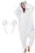 corimori Flauschiges Eisbär-Kostüm für Erwachsene mit Haarreif | Karneval Kostüm Onesie für Damen, Herren | Körpergröße 170-180cm