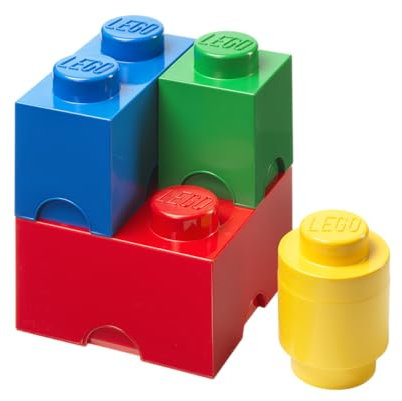 LEGO Storage Brick Multipack, Stackable Storage Boxes, Set of 4 – Perfect for LEGO Organisation, Desk Storage, and Room Décor