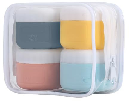 4 Pack Silicone Travel Cosmetic Containers, 50ml Leak-Proof Face Cream Jars with Sealed Lids, Multifunctional Lotion Sample Pots for Travel, Home and Outdoor Use