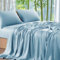 Gezu Bambus Luxus Spannbettlaken 180x200cm Blau Hellblau Bambus Weich Lyocell Tencel Hypoallergen Thermoregulierend Spannbetttuch Bettlaken 180x200cm Spannbettlaken Sommer für bis 30cm Matraze