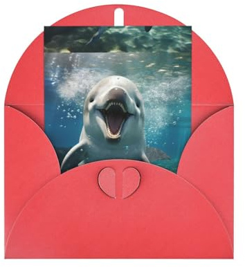 BREAUX Lustige Weihnachtskarten mit Delfin-Druck, Dankeskarten, Geburtstagskarten, Valentinstag-Grußkarte