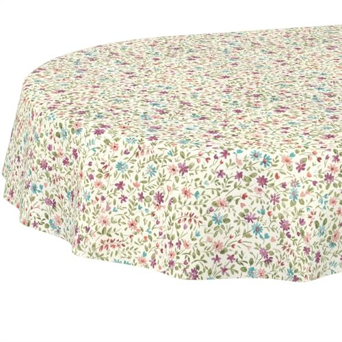 Tischdecke abwaschbar Tischtuch Tafeldecke Tischwäsche Baumwolle Polyester Wasserdicht Pflegeleicht Fleckenschutz Lotus Effekt Oval 200x140cm Iris