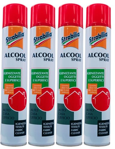 Bomboletta Di ALCOOL SPRAY Igienizzante Oggetti, Superfici e Tessuti. Soluzione Alcolica, Composta Al 70% Da Alcool Etilico Puro 500 ml (4 Bombolette)