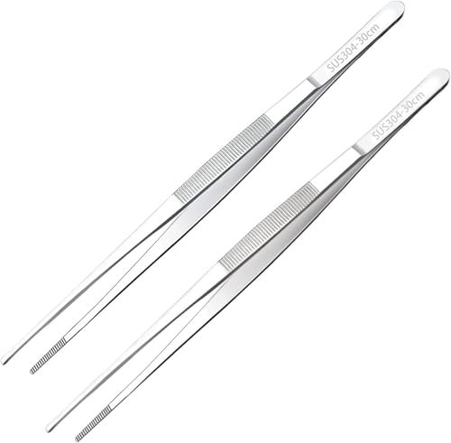 Pinzas para cocina,Juego de pinzas de Chef, Set de 3 pinzas para asar en 15cm & 20cm & 30cm, Pinzas de Cocina, Acero Inoxidable Plata, Utensilios de Cocina Adecuado para Cocinero, Barbacoa, Servir