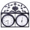 Highgrove Garden Wall Clock & Thermometer, Weatherproof Outdoor Clock, Powder Coated Steel, Classic Floral Design, Durable Weather Resistant, Black or Cream (Sleek Black)