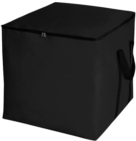 280L Large Moving Bag Black Waterproof Storage Box with Handles and Lid | 66×66×66 cm Packing Bag for House Moving Travel Camping Indoor Outdoor Use