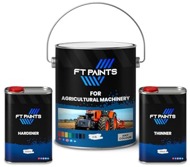 FabioT. FT Paints 4.083 liters Kit ACRY High-Gloss 2K Paint with Hardener E9003 (Slow Drying) For Agricultural Machinery -RAL 9005-Jet Black