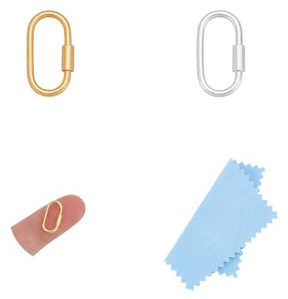UNICRAFTALE 2Pcs 2 Colors 925 Sterling Sliver Screw Carabiner Gold Oval Lock Clasps with Polish Cloth Metal Keychain Clip Hooks Quick Link for Jewelry Making Accessories 12x7mm