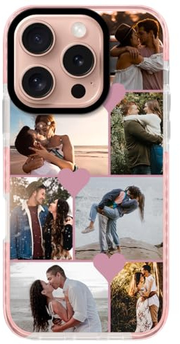 WOWTIFY Individuelle Handyhülle für iPhone 16 Pro Max, personalisierte Multi-Bild-Collage, Foto-Handyhüllen, individuelle Handyhülle für Geburtstag, Weihnachten, Valentinstag, Freunde, sie und ihn