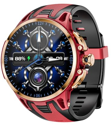 ZDAGELD Smartwatch 4G con Touch Screen da 1,75, Chiamate Indipendenti, Monitoraggio della Salute, GPS NFC, Fitness Tracker Impermeabile IP67 per Uomini e Donne (Rosso Oro)