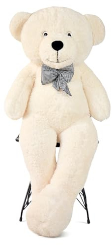 Pababo XXL Riesen Teddybär 130 cm – Großes Plüschtier Kuscheltier Weich mit Schleife – Imposantes Geschenk für Freundin, Kinder & Geburtstag (Creme)