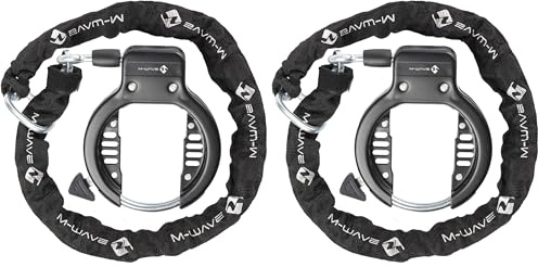 Fahrrad Rahmenschloss mit Kette, sicher, 63 mm Durchlaufbreite, 150 cm Kette, RINGCHAIN von M-WAVE (Packung mit 2)