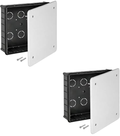 RASMACOR | 2er-Pack Unterputz-Abzweigdose 200x200x65 mm | Deckel mit Schrauben | Elektro-Einbaudose 200x200 | REF 292060 | Einfache Installation und Maximale Sicherheit