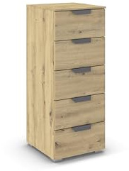 Rauch Möbel ADITIO, Kommode, Farbe Eiche Artisan, Breite 40 cm | Highboard im modernen Look, 5 Schubladen, Soft-Close-Funktion, für Schlafzimmer, Gästezimmer, Wohnzimmer, Garderobe, Flur