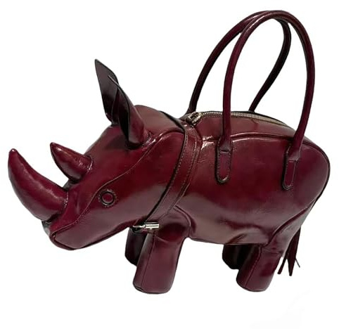 Kaeltsyn Umhängetasche aus Kunstleder, 3D-Nashorn-Form, Crossbody-Tasche, Tragegriff oben, für Damen, Handtaschen mit Tragegriff