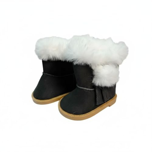 kowaku Stivaletti Bambola Stivali Scarpe Peluche Accessorio con Rivestimento Morbido Funzione di Abbigliamento Adatto per Bambini Collezionisti Hobby Scena Invernale, Nero, 7CM
