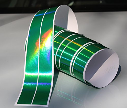 Chrom Hologramm Zierstreifen Folie Klebefolie Aufkleber Dekorstreifen KX008 (Hologramm Grün, 4Meter x 30mm)