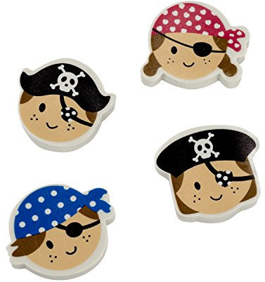 cama24com Piraten-Party Radiergummi Radierer 12 Stück Mitgebsel Gastgeschenke mit Palandi® Sticker