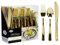 Reusable Plastic Cutlery Polished Gold, Full Size Cutlery Combo, 80 Forks, 40 Knifes, 40 Spoons, Value Pack 160 Count