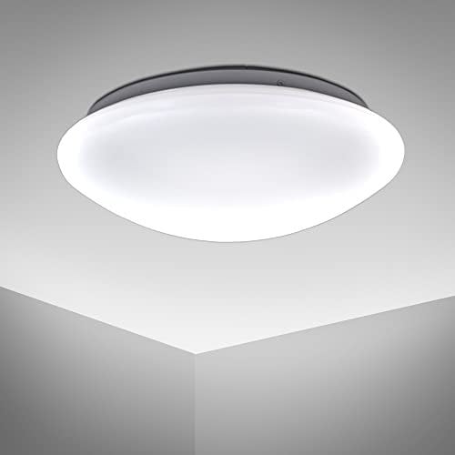 B.K.Licht plafonnier LED spécial salle de bain, lumière blanche neutre 4000 Kelvin, 12W, éclairage plafond design épuré, Ø 290mm