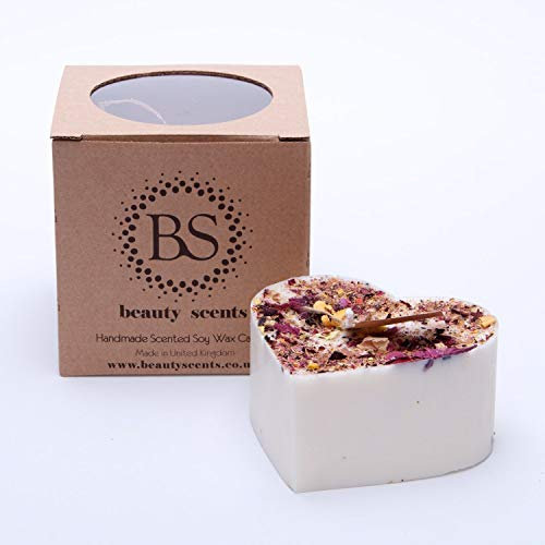 Beauty Scents fatti a mano a forma di cuore naturale candela profumata con petali di rosa D9 H5 cm, D 9 H 5 cm, Lavander