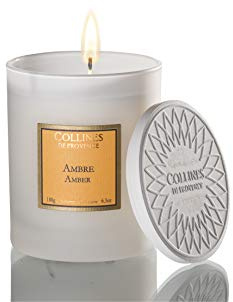 Collines de Provence Bougie Parfumée Ambre 180g, Transparent 6,8cm x 6,8cm x 9,4cm