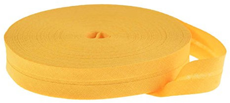 25m Baumwoll-Schrägband 14mm gefalzt, Farbwahl - Einfassband Nahtband Kantenband, Farbe:gelb