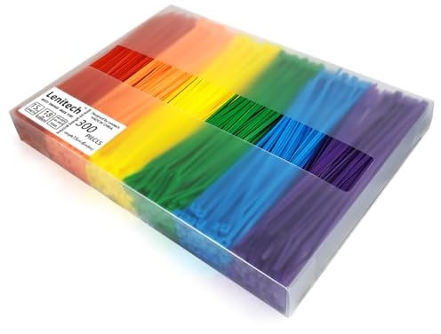 Lenitech 6 Inches 300 Pcs Multi-Purpose Cable Ties, Assorted Colored