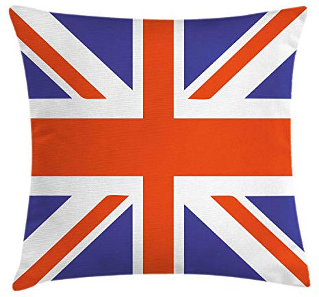 ABAKUHAUS Union Jack Kissenbezug, Britisches Loyalsymbol, Waschbar mit Reißverschluss Kissenhülle mit Farbfesten Klaren Farben Beidseitiger Druck, 40 x 40 cm, Königsblau Weiß Rot