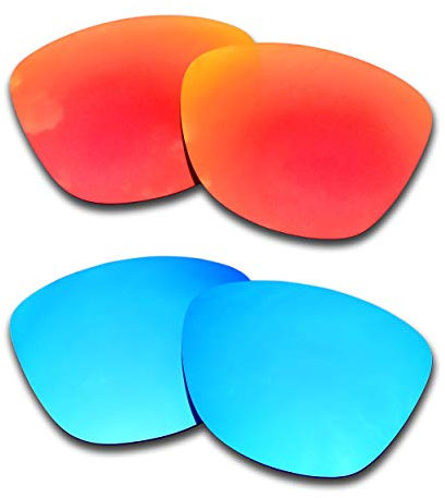 SOODASE Pour Oakley Frogskins Des lunettes de soleil Rouge/Bleu 2 Paires Verres de remplacement polarisés