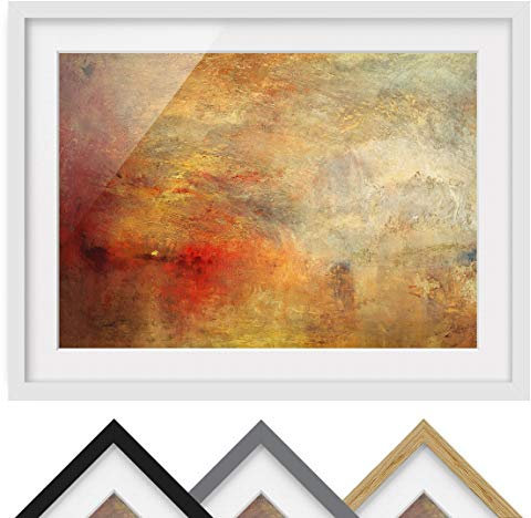 Bild gerahmt J. M. William Turner Sonnenuntergang See Farbe Weiß 70x100cm