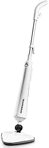 OVENTE Limpiador eléctrico a vapor, vaporizador de 1300 W para limpiar azulejos y suelos de madera dura con cabezal giratorio, tanque de agua recargable y almohadilla de microfibra, ideal para