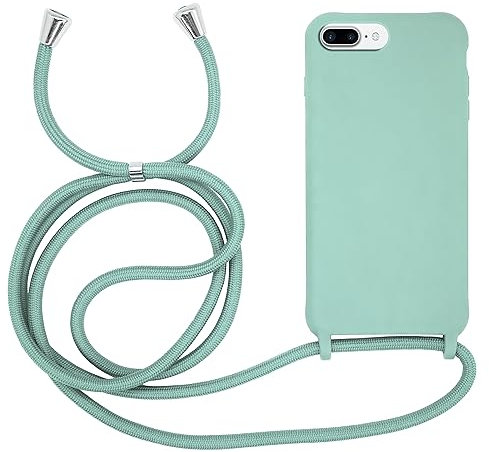MyGadget Funda para iPhone 6 Plus | 6s Plus | 7 Plus | 8 Plus - Carcasa con Cuerda en Silicona TPU Suave con Cordón - Case y Correa Colgante Ajustable y Portátil - Menta