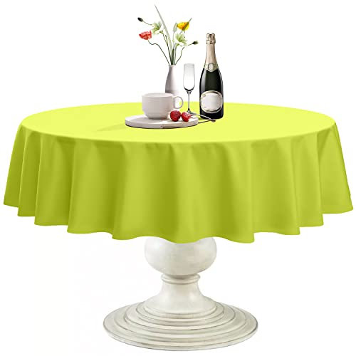 Softalker Frühlings-Tischdecke, rund, wasserdicht und schmutzabweisend, Tischdecke, knitterfreier Stoff, waschbar, Tischdecke für Esszimmer/Party/Buffet/Hochzeit (274.3 cm, Apfelgrün)