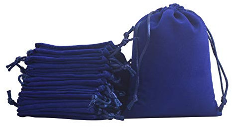 KONMAY Lot de 10 grands sacs en velours avec cordon de serrage Bleu roi 15 x 20 cm