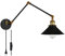 FREEDL LED Wandlampe Langer Arm Retro with Schalter, Ausziehbar Wandleuchte Schlafzimmer Industrial Mit Stecker Und Swing Arm, E27 Wandbeleuchtung Innen Metall Schwarzes Vintage, Bett Wandlicht,30+30