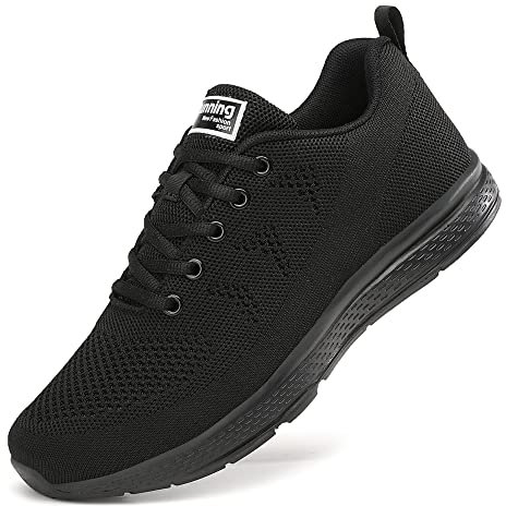 ZPAWDH Femme Sneakers Outdoor Running Sports Fitness Marche Chaussures Léger Respirante Baskets(All Black 37EU)
