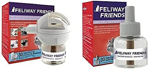 FELIWAY Friends | 60 Tage Wirkung | Pheromone für Katzen | Verdampfer für die Steckdose + 2x 48ml Flakon | Diffuser gegen Stress, für mehr Harmonie | von Tierärzten empfohlen, klinisch getestet