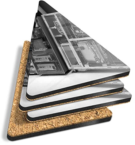 4 x Triangle Coasters - BW - Vintage Computer Processors Retro Geek Cork Backed MDF Glossy Tea Coffee Accessory #43725