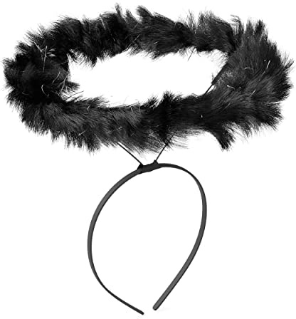 Heiligenschein schwarz- Haarreif für schwarze Engel mit Federkranz - gefallener Engel - Kostüm für Halloween Fasching Gothic Party - Partyzubehör