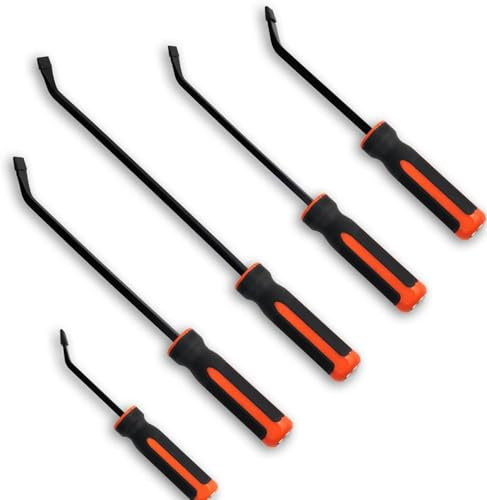 HARDK Heavy Duty Pry Bar Set of 5 - Mechanic Hand Tools - Utility Pry Bar Set - Thicker Strike Cap Handle, Includes 8”,12”, 16”,18” & 24”