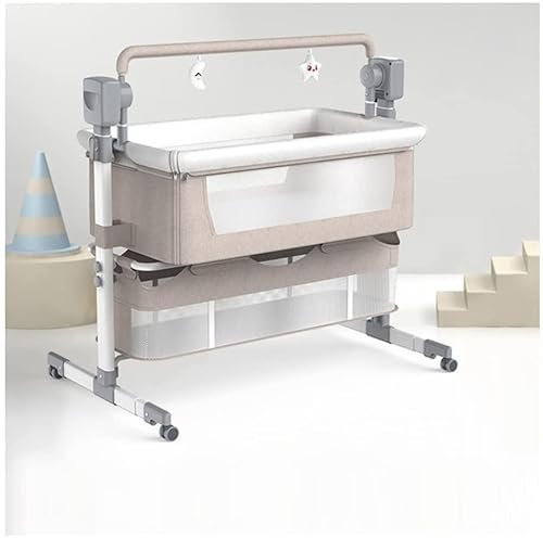 Musik Babyschaukel elektrische Baby Stubenwagen Nachtschläfer Timing Schaukelbett Baby Stubenwagen mit Fernbedienung 3-in-1 höhenverstellbares zusammenklappbares Babybett mit (Khaki)