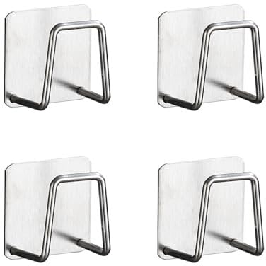 4Pcs Waterproof Sponge Holder Tidy Self-Adhesive Sponge Holder Organizer Kitchen Stainless Steel Small Adhesive Sponge Rack for Kitchen Sink