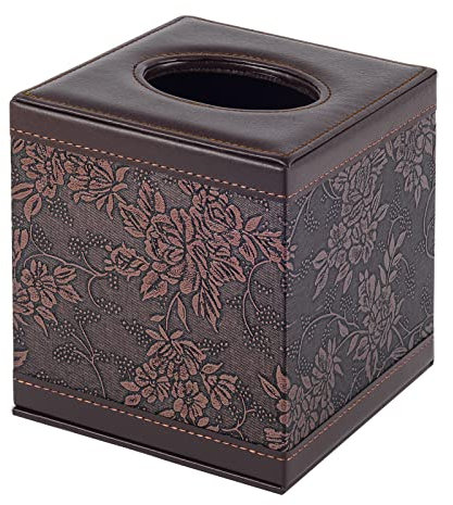 XNONE Leder Taschentücher Box Quadratisch Kosmetiktücher, Taschentuchspender Halter,Taschentücher Box Serviette Tissue Box Holder für Kommode Badezimmer Autos Büro Dekor,Vintage