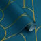 CiCiwind Papier Peint Autocollant Papier Peint Géométrique Doré et Turquoise 44CM×6M Revêtement mural Autocollant épais pour Meubles Imperméable Pour mur Armoires Meubles Film
