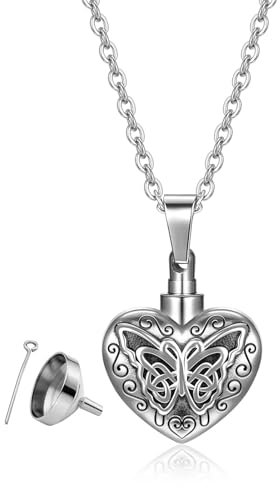 AllerPierce Urnenketten für Asche Herz Kettenanhänger zum befüllen, Urnen Kette mit Trichter füllen Kit Medaillon Schmuck für Menschen Hundchen Katze