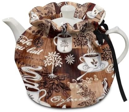 Jeiento Coffee Theme Print Tea Cozy for Teapot Coffee Pot Washable Dust Cover Heat Resistant Kitchen Home Decorative Tea Pots Cozy,Kitchen Table Top Decor