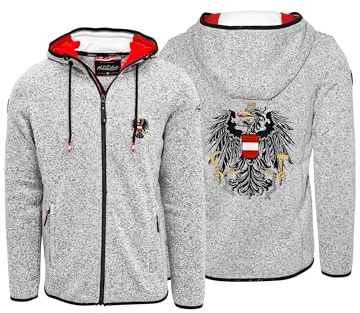 Hoamatkult Österreich Kultjacke Hoodie - Grau, Unisex, Erwachsene Bekleidung, Patriotisch, Strickfleece, Reißverschluss, Mit Kapuze
