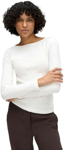 OPUS Damen Langarmshirt | SOVKE Slim Rippshirt aus Baumwoll Mix Milk, 38